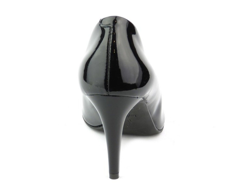 Eleganckie szpilki z noskiem w szpic - Kati 1259, czarne - lakierowane