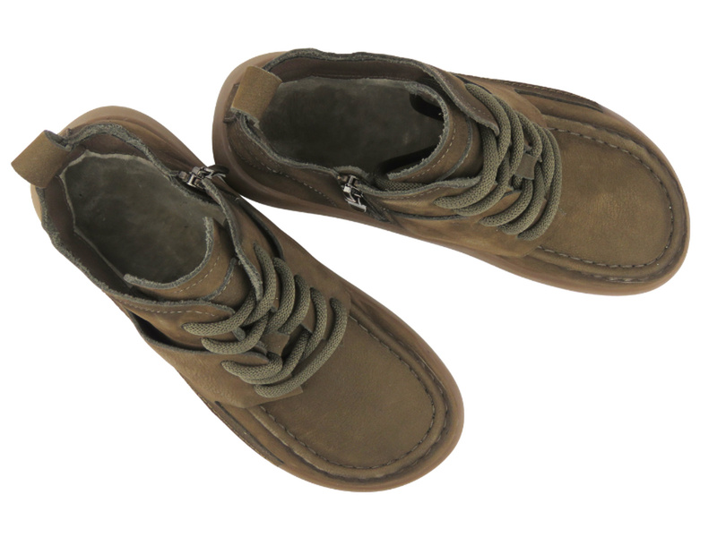 Wygodne damskie botki barefoot ze skóry naturalnej Potocki 26-35309, zielone