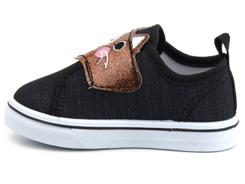 Wygodne trampki dziecięce z kotkiem na cholewce - AXIM 22102, czarne