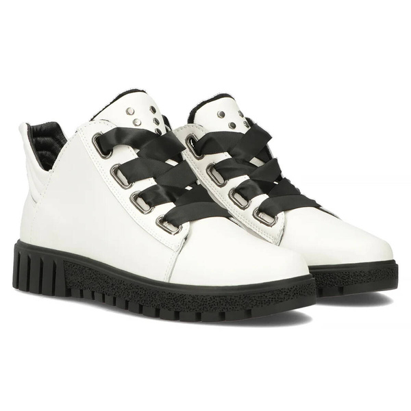 Trzewiki damskie na platformie - Filippo DBT3197/24, białe