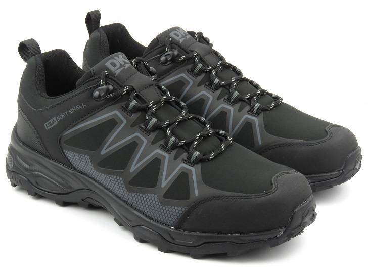 Buty trekkingowe męskie przed kostkę - DK Soft Shell 1068, czarne