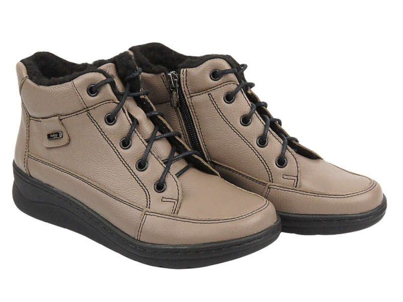 Botki damskie z wełną - HELIOS Komfort 553, khaki