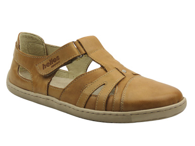 Barefoot skórzane minimalistyczne półbuty damskie jasnobrązowe Helios Komfort 466