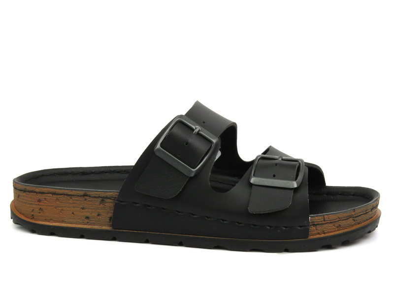 Klapki damskie z klamrami - INBLU Favignana, czarne