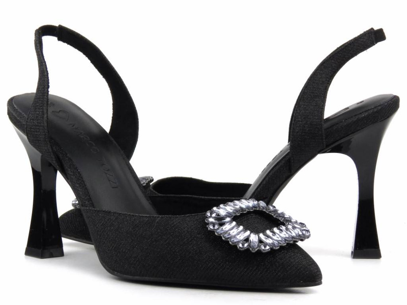 Sandały damskie na obcasie - Marco Tozzi 2-29607-20, czarne