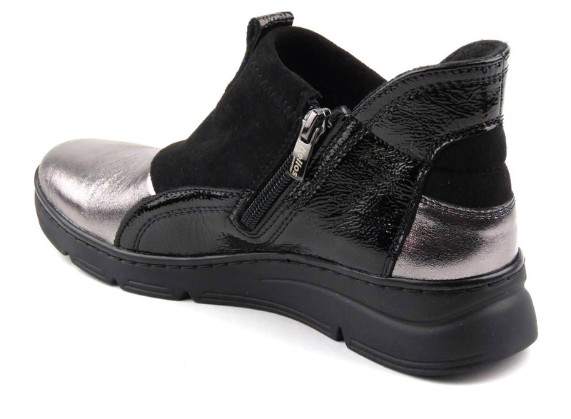 Skórzane botki damskie HELIOS Komfort 509, srebrne