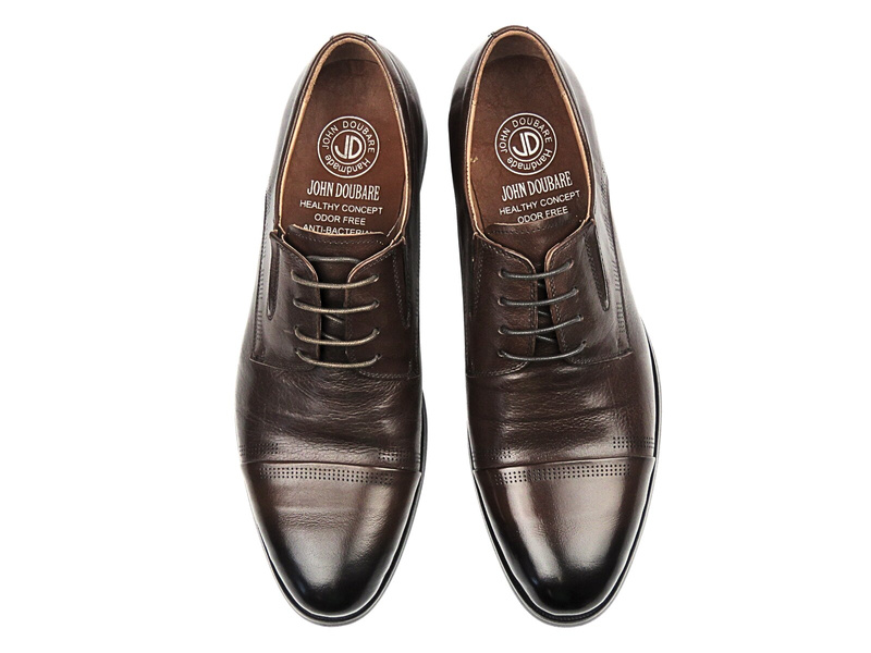 Eleganckie półbuty męskie skórzane - JOHN DOUBARE Y66701-433, brązowe