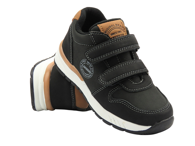 Buty dziecięce sportowe na rzepy czarne American Club XD 131