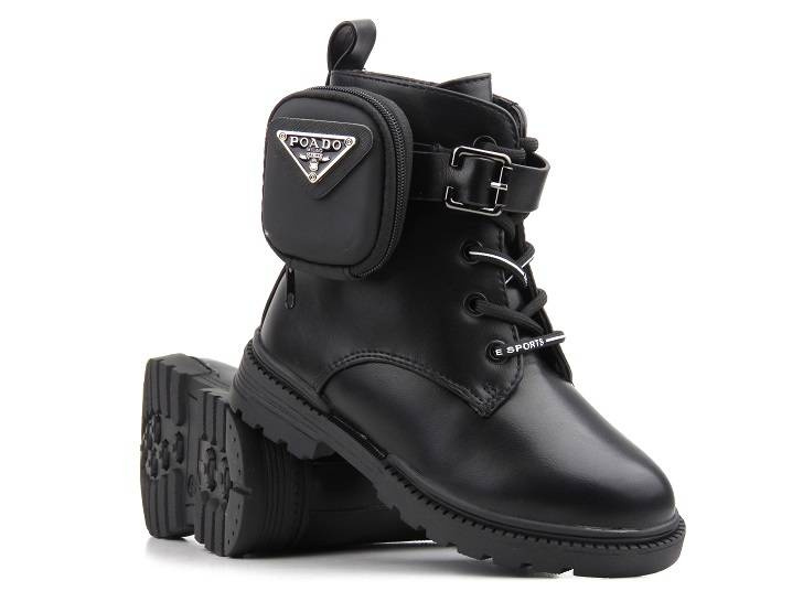 Ciepłe botki, trapery dziecięce z wełną - MISS E 5252, czarne