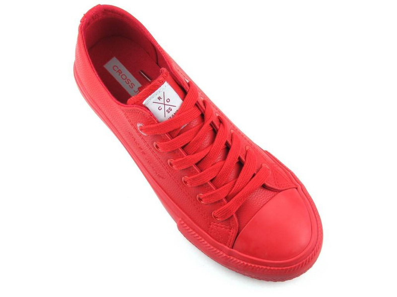 Trampki damskie z ekoskóry - Cross Jeans DD2R4032CFW20, czerwone
