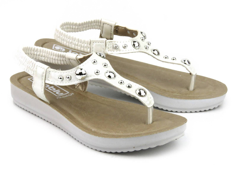 Sandały - japonki damskie z gumką - INBLU BM-60, białe