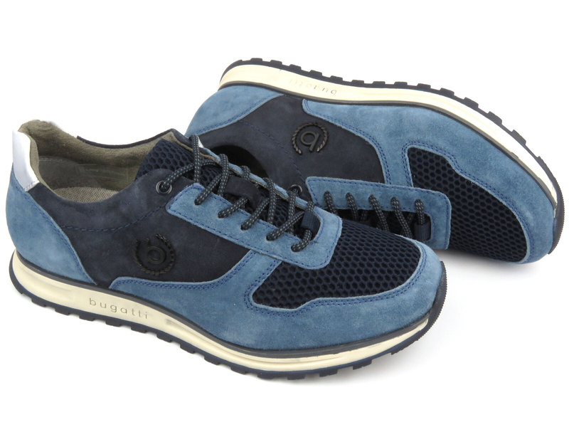 Sneakersy męskie ze skóry naturalnej - BUGATTI 332-A0211-1469, niebieskie