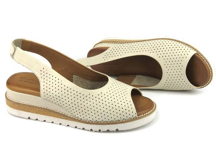 Sandały damskie na koturnie - Artiker 50C0863, beżowe