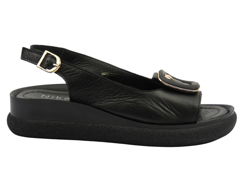 Skórzane sandały damskie polskiej marki czarne Nika Komfort H-138