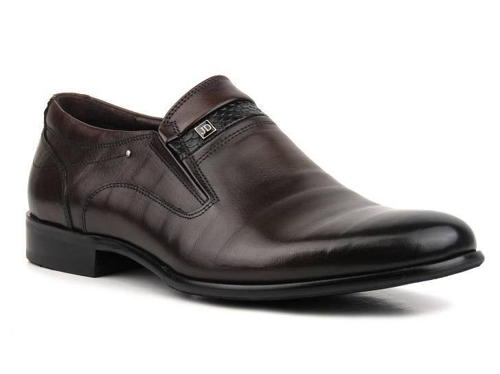 Eleganckie loafersy, półbuty męskie - JOHN DOUBARE Y705-1-433, brązowe