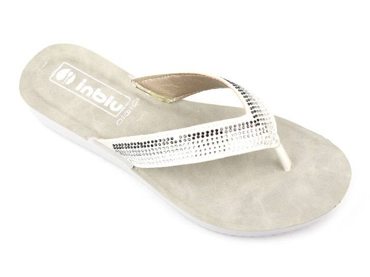 Japonki damskie z ozdobnymi paskami - Inblu BM-64, białe