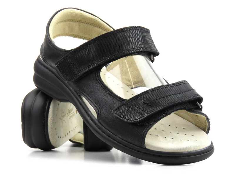 Wygodne sandały damskie w tęgości H - AXEL KOSELA 2154/9154, czarne