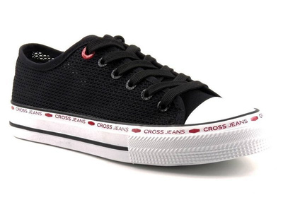 Siateczkowe trampki damskie na wiosnę i lato - Cross Jeans FF2R4015C, czarne