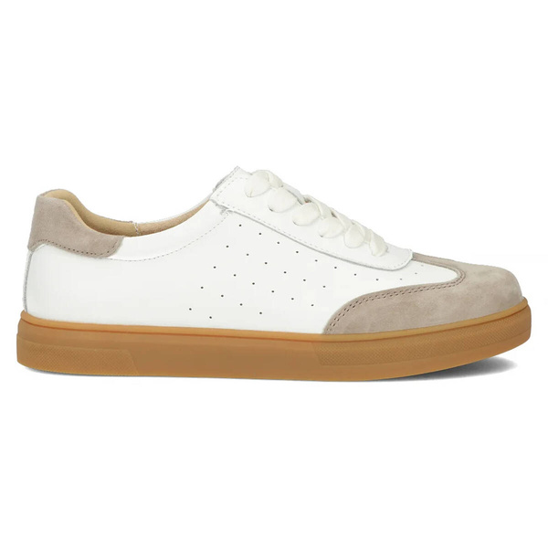 Skórzane sneakersy damskie - Filippo DP6128/24, biało-beżowe