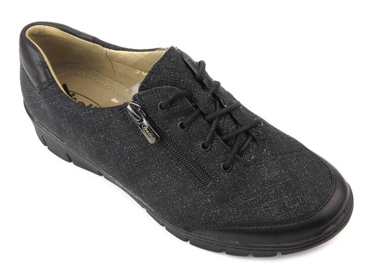 Skórzane buty damskie sportowe - Helios Komfort 334, czarne