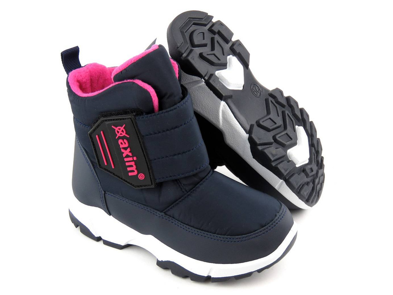 Śniegowce, buty zimowe dziecięce - WOJTYŁKO AXIM 21042, granatowe