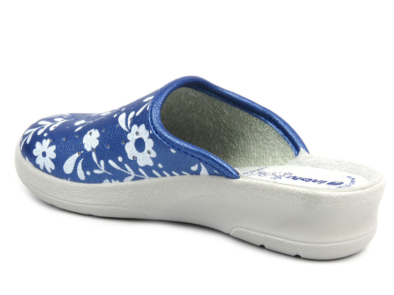 Klapki damskie medyczne ze skórzaną wkładką - Inblu 50-51, ciemnoniebieskie