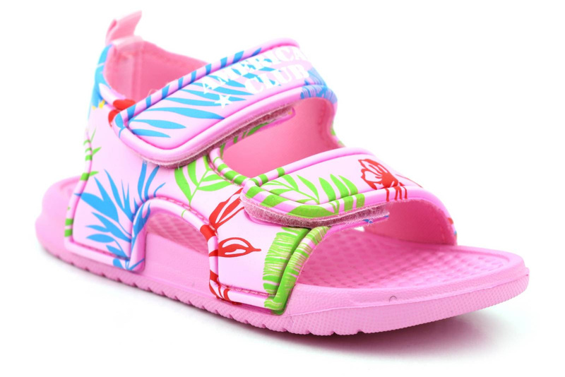 Piankowe sandały dziecięce na rzepy - American Club NH 85/23 NH 86/23, różowe