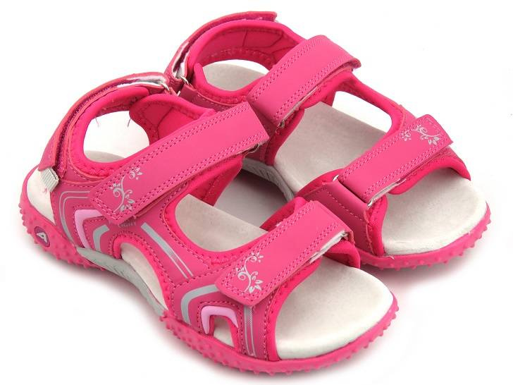Sandały dziecięce ze skórzaną wkładką - AMERICAN CLUB HL 05/21, fuksjowe