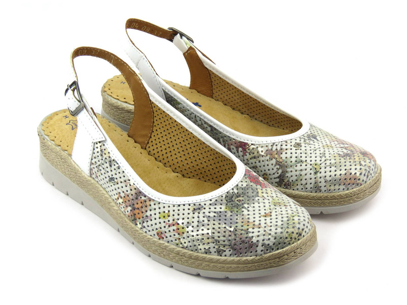 Skórzane sandały damskie profilaktyczne - Kosela Medic 9493, białe