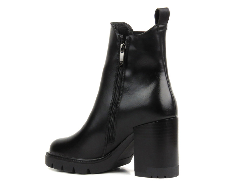 Botki damskie na klocku- Potocki 23-12175, czarne