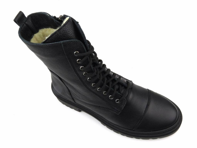 Ciepłe trzewiki, wysokie botki damskie - Wasak 0640, czarne