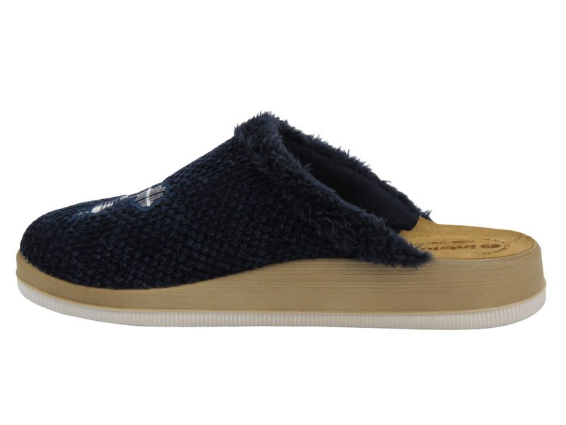 Miękkie kapcie damskie ze skórzaną wkładką granatowe Inblu CT-42