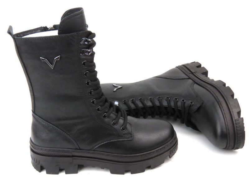 Trapery damskie skórzane - VACARRO 493, czarne