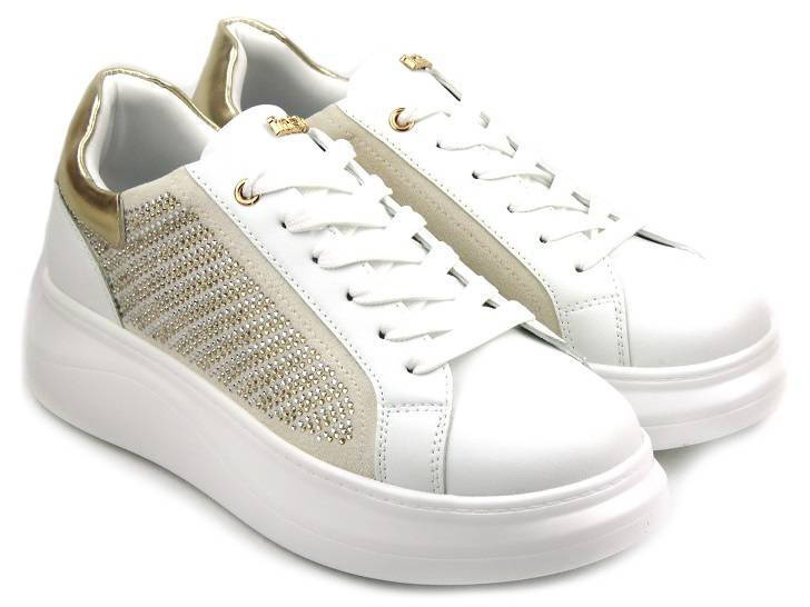 Białe sneakersy damskie na platformie - INBLU IN001297