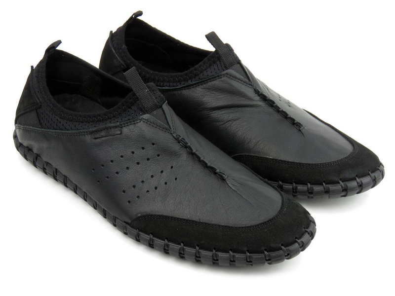 Lekkie półbuty męskie slip on - VENEZIA D330, czarne