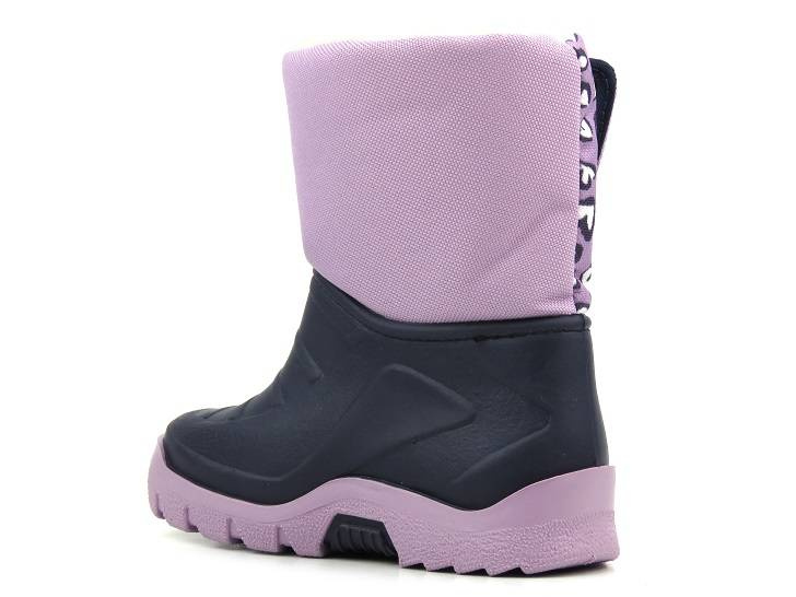 Ciepłe śniegowce dziecięce na rzep - Manitu 120003-59, fioletowe z serduszkami
