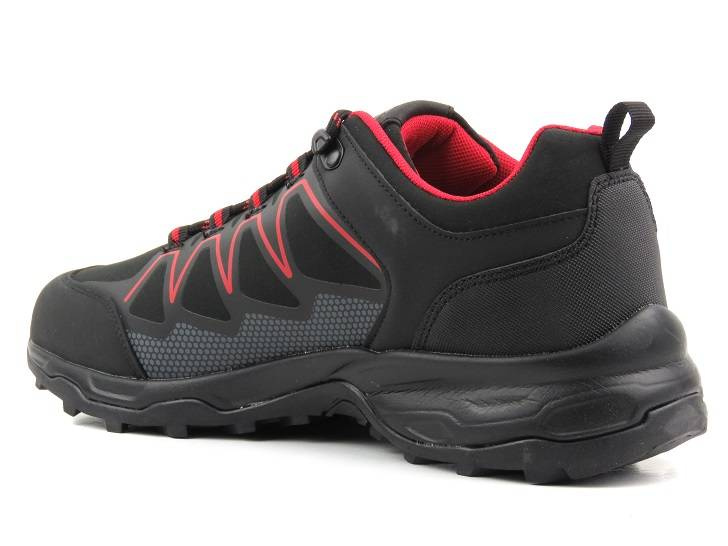 Trekkingi męskie przed kostkę - DK Soft Shell 1068, czarne z czerwienią