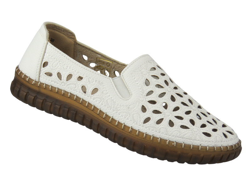 Półbuty, espadryle damskie - Unisoft 26PB02-9926, białe
