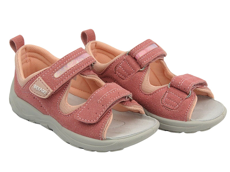 Sandały Kapcie Dziecięce Befado 721P025 Różowe Na Rzepy