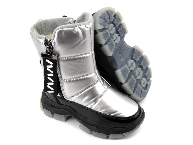 Solidne śniegowce dziecięce z ciepłą, wełnianą wyściółką - WEESTEP R982357867S (R982358855), srebrne