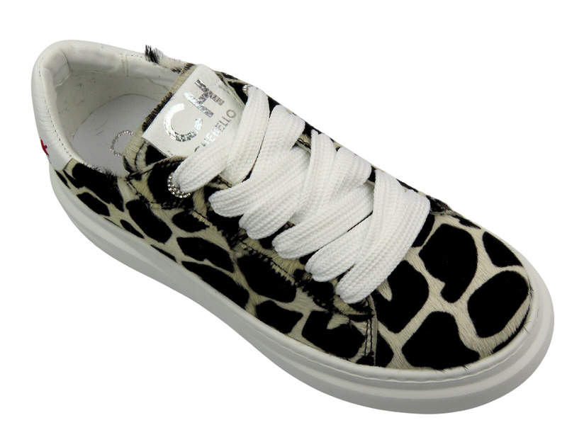 Sportowe buty damskie na platformie - CheBello 4719, czarno-beżowe