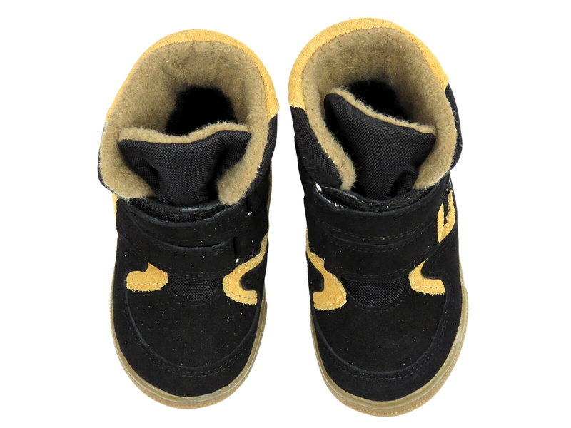 Dziecięce buty zimowe 198 z wełnianym ociepleniem, czarno-beżowe