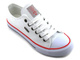 Dzianinowe trampki, tenisówki damskie - Cross Jeans JJ2R4009C, białe z czerwonymi akcentami