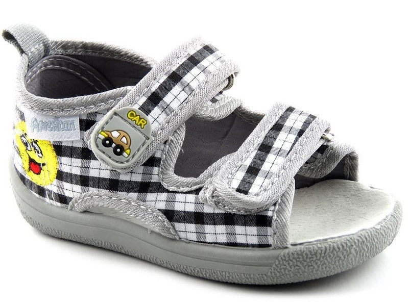 Sandałki dziecięce na rzepy - American Club TEN 305/2017, szare