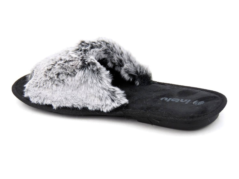 Futerkowe kapcie damskie INBLU 68-3B, szare