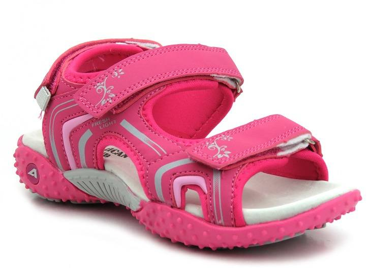 Sandały dziecięce ze skórzaną wkładką - AMERICAN CLUB HL 05/21, fuksjowe