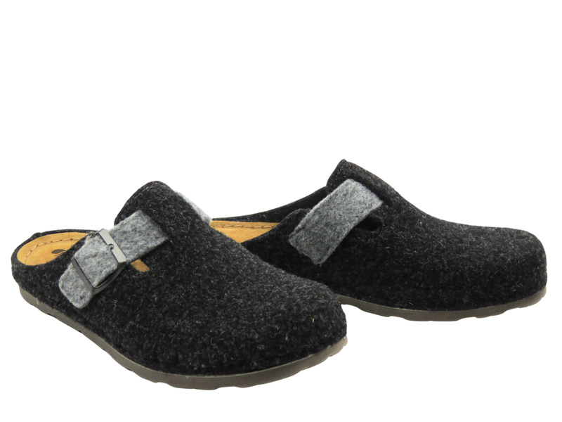 Ciepłe kapcie męskie ze skórzaną wkładką - INBLU 155M015, popielate