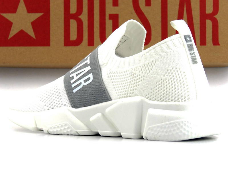 Wsuwane sneakersy damskie z przewiewnej tkaniny - BIG STAR JJ274297, białe