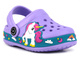 Klapki, sandałki dziewczęce clogsy - AMERICAN CLUB NH 65/23, NH 66/23, fioletowe z jednorożcem