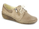 Skórzane półbuty damskie z suwakiem i sznurowaniem - Helios Komfort 328, beżowe